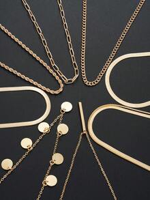 Bộ 8 dây chuyền thời trang kẻ sọc dọc và tua rua tròn, thích hợp cho hẹn hò, du lịch, đi làm hàng ngày, dự tiệc, kỷ niệm, quà tặng ngày lễ cho phụ nữ. - Màu vàng kim - Bộ 8 món - Xem 3