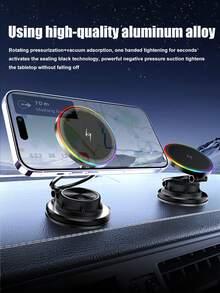 15W真空吸盘磁吸式无线充电器车载手机支架，360度旋转，兼容智能手机 - K8 - 查看 5