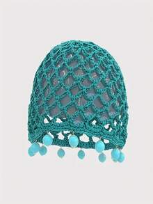 春夏韩风小众镂空珍珠吊坠网眼针织帽，轻薄透气，法式优雅甜美慵懒风，时尚百搭 - 彩色 - 查看 8