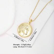 1件18K镀金铜圆形吊坠项链，奢华珠宝，简约设计，精美女士礼物 - 金色 - 查看 11