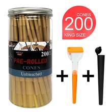 200 Pre-Rolled King Size Cones, 1 Filling Device+1 Vertebral Stent- Rolled Cones With Tips - Slow Burn, Ultra Thin With Gum Seal, Natural Color, Perfect For Slow Burning Projects, Craft Supplies | Natural Color Cones | Sturdy Construction - 如圖 - 查看 6
