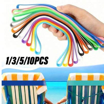 1/3/5pcs Casual Summer Style Random Color Silicone Beach Towel Bands, Soft Silicone Material, Stretchable Windproof Non-Slip Towel Holder Clip, Multifunctional For Beach, Swimming Pool, Cruise, Travel, Outdoor Lounge Chair, Sand Free Leisure Accessories, Summer Vacation Daily Essentials, Hot Practical Supplies For Graduation Season, Mother's Day And New Year