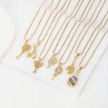 1 chiếc mặt dây chuyền hình quả bóng đá bằng đồng mạ vàng 18k đính đá Zirconia nhiều màu sắc, quà tặng trang sức cao cấp dành cho nữ, thiết kế tối giản. - Vàng - Xem 12