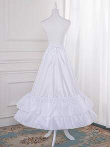 2-Hoop Puff Skirt Underskirt, Fluffy Mesh Hem, Suitable For Competition Dresses, A-Line Ultra Puffy Lining Skirt, Bell-Shaped Voluminous Design - White - View 3