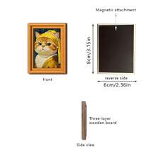1/6pcs Interesting Cat Painting Fridge Magnets, Creative 3D Mini Photo Frame Fridge Stickers, Kitchen Office Home Decor Aesthetic Art Gift - Cat Magnetic Sticker - View 10