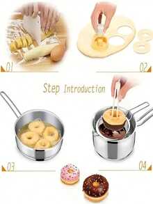 2 Pieces DIY Donut Making Set, Non-Stick Plastic Donut Mold With Spoon & Tongs, Easy To Use Baking Tool For Home, RV & Outdoor Kitchen, Precise Round Cutting, Durable PP Plastic Material - Yellow - View 9