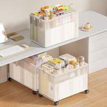 1pc Large Capacity Foldable Wheeled Bookshelf/Storage Cart, Waterproof PVC Material, Suitable For Books, Documents, Clothes, Snacks, Can Be Placed Under Desk, Bedside, Bedroom, Dorm, Snack Rack, Wheeled Storage Rack, Valentine's Day Gift, Easter Storage - White - View 3