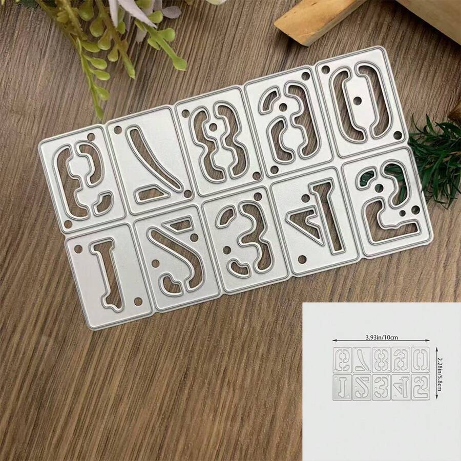 0-9 Number Metal Cutting Dies, Used For Card Making DIY Craft Die-Cutting, Carbon Steel Embossing Template, Metal Template Scrapbook Tool - DX328 - View 1