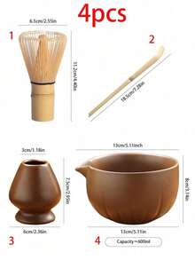 1件/4件套陶瓷抹茶套装，包含抹茶碗、抹茶筅、抹茶杯、搅拌棒、茶勺，适用于抹茶、甜点、饮品冲泡，日式礼盒包装，宋代抹茶冲泡工具套装 - 彩色 - 查看 20