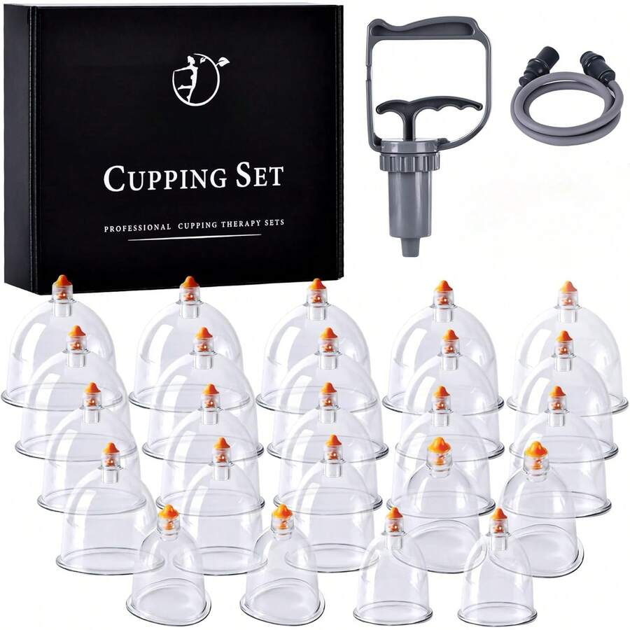 Portable Upgrade 20 Pcs Massage Therapy With Case, Pump Suction Cups For Cellulite Muscle Pain Relief Physical Therapy. - 20cups - View 1
