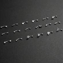 16Pcs Dainty Aesthetic Eyebrow Piercing Jewelry Set With Zirconia Charms For Women Daily Wear & Holiday Gift - Multiple Styles - View 8