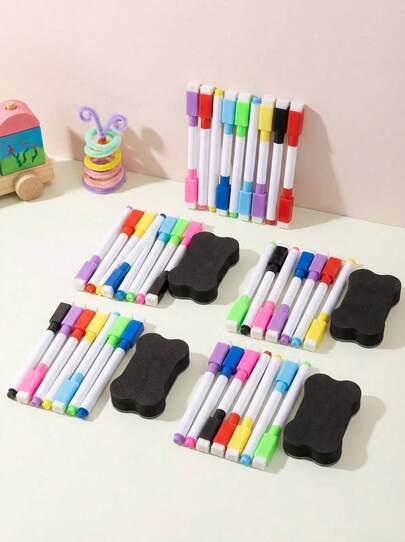 8色白板笔，带橡皮擦，适用于办公白板、日历、冰箱，创意节日礼物，返校用品等。