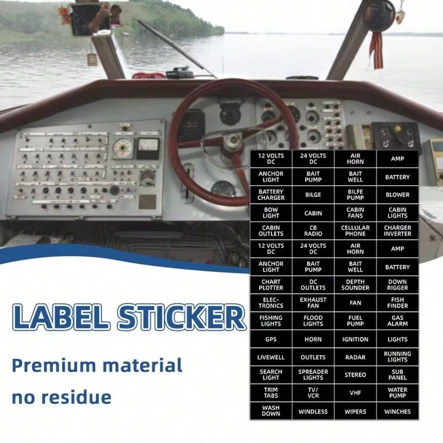 60pcs/Set Ocean Boat Instrument Panel Stickers, Joystick Switch Circuit Board Decals, Suitable For Boats, RVs, Campers - A - View 1