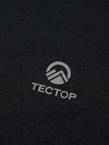 TECTOP 男士夏季短袖T恤，1/4拉链立领，弹性透气舒适休闲，适合健身、跑步、运动 - 黑色 - 查看 6