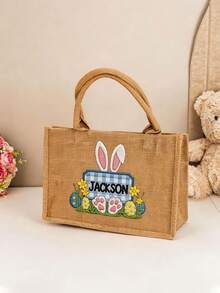 Túi quà Phục Sinh thêu giả tùy chỉnh, túi quà Phục Sinh in chuyển nhiệt, túi hình thỏ Phục Sinh (có thể in tên tùy chỉnh), túi đựng trứng Phục Sinh hình thỏ, túi đựng trứng Phục Sinh, giỏ quà Phục Sinh, túi quà tặng Phục Sinh - Phong cách 20 - Xem 2