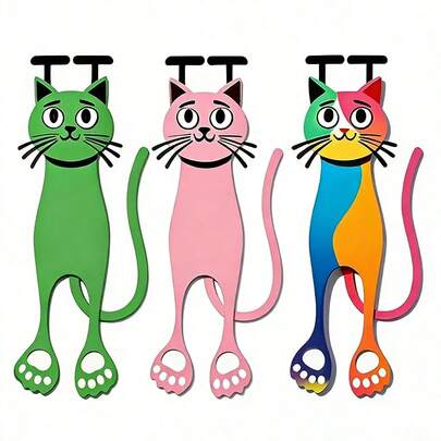 Quixorblex 3 chiếc đánh dấu trang hình mèo nhiều màu sắc, đánh dấu trang hình động vật dễ thương, quà tặng cho người yêu sách, phụ kiện đọc sách, văn phòng phẩm tựu trường, đánh dấu trang thẩm mỹ, đồ dùng đọc sách thú vị, cần thiết cho văn phòng và trường học.