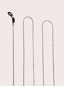 1条简约时尚圆形珠子金属眼镜链，硅胶防滑时尚眼镜带，男女通用可爱眼镜挂绳，老花镜链 - 黑色 - 查看 5