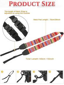 1pc Camera Shoulder Strap, Retro Pattern Camera Neck Strap - Multicolor - View 4