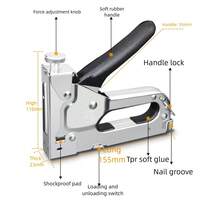 1pc 3-In-1 Heavy Duty Manual Staple Gun Set, U/T/Door Shape Nails, Includes 300 Or 600 Nails, Suitable For Furniture, Decoration, Woodworking, Doors And Windows Material Fixing - Silver - View 15
