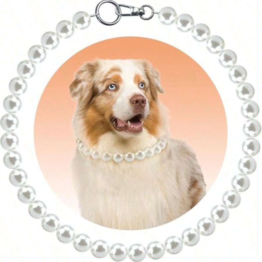 Adjustable Faux Pearl Pet Collar, Elegant Minimalist Luxury Style, Fashionable Durable Sturdy, Suitable For Cats And Dogs - Multicolor - View 1