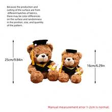 16厘米/25厘米可爱毕业学士制服泰迪熊和圣诞风格泰迪熊，柔软蓬松的毛绒玩具，适合装饰儿童房，也是圣诞节、毕业季、开学季、生日、新年、母亲节等特殊场合送给家人和朋友的礼物。 - 彩色 - 查看 11