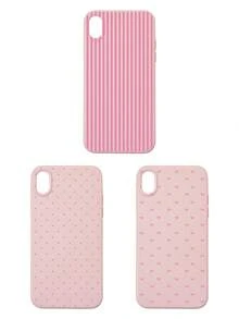 3pcs Set Soft Faux Leather Texture Bowknot/Stripe/Polka Dot Phone Case, Cute Girly Aesthetic Design, Shock-Resistant Protective Cover Compatible With IPhone & Galaxy - Multicolor - View 29