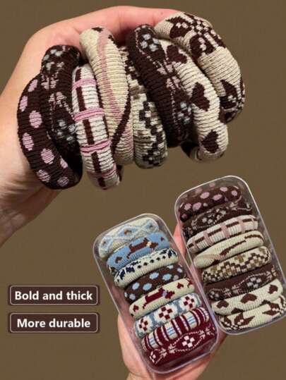 8/16pcs Women's Retro Thick Faroe Islands Style Soft Scrunchies, Suitable For Daily And Casual Sports Ponytail, Bun, Comfortable For All Seasons Hair Elastics Hair Rubber Bands Hair Rope Elastic Hair Tie Beauty Home Hair Accessories