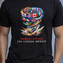World Cup 2026 T-Shirt, Soccer Flags Graphic Tee, World Cup Shirt - màu đen - Xem 1