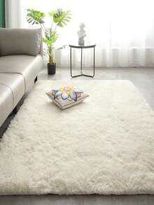1pc White Fluffy Carpet, Square Rug, Soft & Skin-Friendly, Holiday Decor, Home Decor, Suitable For Living Room, Bedroom, Study, Closet, Studio, Decorative Carpet, Washable Rug - Solid Color - View 3