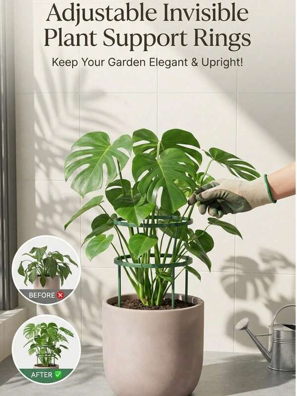 2/4/8/16-Pack Plant Support Stakes, Flexible Half-Round Garden Tomato Cages, Adjustable Plant Trellis For Climbing Flowers And Indoor Plants, Green.