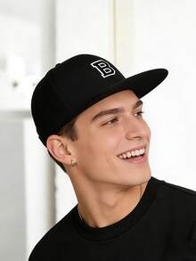 1pc Unisex Gothic Style White Letter Print Hippie Baseball Cap, Adjustable Snapback Flat Brim Hiphop Sun Hat, Suitable For Travel, Vacation, Sports, Beach, Campus, Cruise, Y2K Style, Best Christmas And Halloween Holiday Gift - Black - View 5