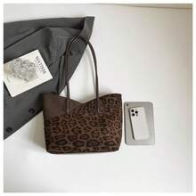 New Arrival Leopard Print Large Capacity Tote Bag, Fashionable Versatile Shoulder Handbag, Commuter Bag For Women - Coffee - View 4