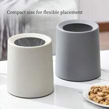 [Double Layer] Modern Mini Desktop Trash Can, 16cm Compact Round Small Garbage Bin, Stylish Countertop Waste Basket, Suitable For Office Desk, Bathroom Vanity, Kitchen Countertop, Bedroom And Coffee Table, White - White - View 9