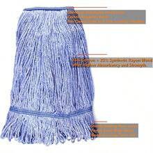 String Mop Heads Replacement Heavy Duty Commercial Grade Blue Cotton Looped End Wet Industrial Cleaning Mop Head Refills (1, Medium) - Vỏ vải 15 chiếc - Xem 2