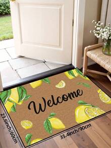1pc Lemon & Green Leaf "Welcome" Pattern Doormat, Farmhouse Style Washable Polyester Fiber Mat, Suitable For Living Room, Kitchen, Bedroom, Entryway, Home Decor, Room Decor, All Seasons - 1PC - View 10