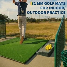 ShiningLove 31mm Thick Golf Hitting Mat, 5x5ft Golf Training Mat For Indoor & Outdoor Practice, Realistic Turf With Shock Absorption For Swing Detection, Left/Right Hand - 5x5ft - View 6