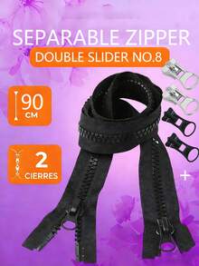 #8 Black Separating Single Pull Zippers, Sturdy Wear-Resistant & Smooth-Glide Zippers For Jackets, Coats, Bags, Backpacks, Wallets, Adult & Kids Clothing, DIY Craft Projects,70-100cm - C-Black - View 11