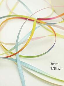 5码/包彩色缎带，0.3厘米/3毫米双面高密度涤纶缎带，适用于手工发饰、头饰、礼盒包装、母亲节、情人节、婚礼礼物、手工丝带、蛋糕礼品包装、花束、节日派对蝴蝶结装饰。 - 彩色 - 查看 6