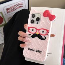 SANRIO 三丽鸥新款高级卡通硅胶3D立体蝴蝶结胡子Hello Kitty可爱手机壳，时尚百搭，兼容苹果17系列、11/12/12 Pro、13/14/15、13 Pro/14 Pro/15 Pro、12 Pro Max/13 Pro Max/14 Pro Max/15 Pro Max、16、16 Pro、16 Pro Max、17、17 Pro、17 Pro Max，柔软硅胶防震保护套，生日、情人节、情侣的理想礼物。 - 彩色 - 查看 1