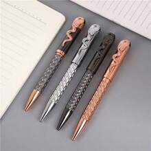 Creative Snake-Shaped Rotating Ball Pen, Hot Selling Gift, Electroplated Metal Medium Ballpoint Pen, Customizable Logo, Office Stationery - Round - View 7