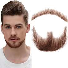 Realistic Human Hair Goatee Fake Beard For Halloween Party - Brown - View 8