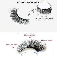 Faux cils style fée, naturellement épais, convenant aux yeux de chat et au maquillage pointu, sans allergène, 7 paires, parfait pour sublimer votre look - Noir - Voir 7