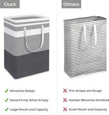 Large 2-Pack Laundry Baskets, Waterproof, Freestanding, With Reinforced Handles, Suitable For Laundry Rooms, Dormitories, Bathrooms, Bedrooms (Grey, 75cm Long X 2) - 查看 4