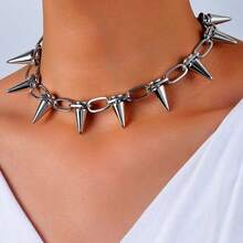 1pc Fashionable Versatile Cone Pendant Necklace, Suitable Gift For Women And Girls - Silver - View 1