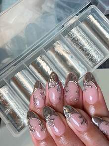 6盒神奇银色金属美甲贴纸，金属印花美甲贴花，DIY美甲装饰用品 - 彩色 - 查看 7