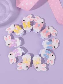 10pcs Easter Bunny Hair Clips For Girls Cute Bunny Embroidery Alligator Clips Cute Hairpins Holiday Barrettes Casual Festive Party Hair Clips Easter Gifts Baby Hair Accessories Sweet Girls Easter Photo Props - Multicolor - View 10
