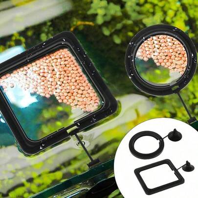 Distributeur de nourriture automatique pour poissons, convient aux plantes aquatiques, anneau d'alimentation pour aquarium avec ventouse, anneau flottant pour plantes, convient aux bêtas, poissons rouges, tortues et autres animaux d'aquarium (noir)