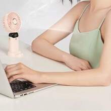 1 Piece Multi-Function USB Desktop Personal Fan With Cooling, 800mAh Rechargeable Battery, LED Display - Portable Fan For Office, Bedroom, Home, Kitchen, Travel And Camping - Desk Fan - View 4