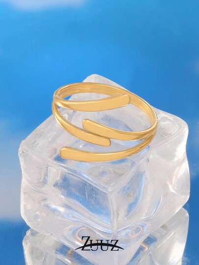 1pc Vintage Stainless Steel Ring For Women Lines Ring Geometry Open Ring Jewelry Gifts Suitable For Women Wear