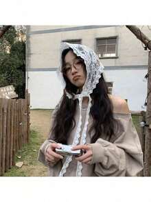 1pc Women's Chiffon Scarf, Lightweight Spring Autumn Versatile Shawl Wrap, Artistic Travel Sun Protection Scarf Neck Warmer - Black - View 4